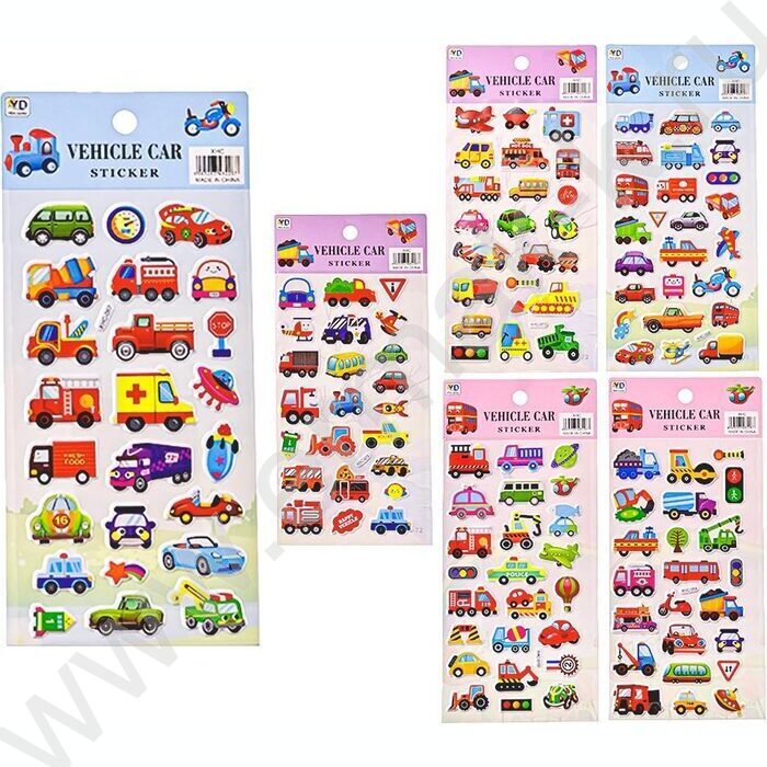 Наклейки декоративные 10*22см Машинки объемные ассорти | Фото 1
