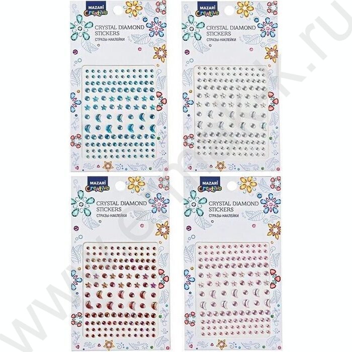 Наклейки-стразы пластиковые Ассорти ОПП-упаковка | Фото 1
