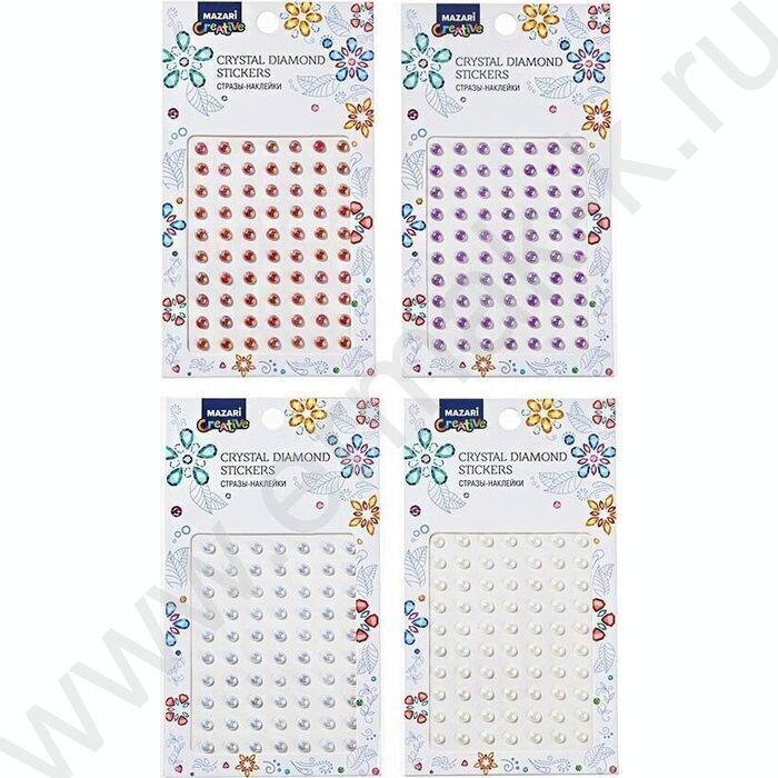 Наклейки-стразы пластиковые Ассорти ОПП-упаковка | Фото 1