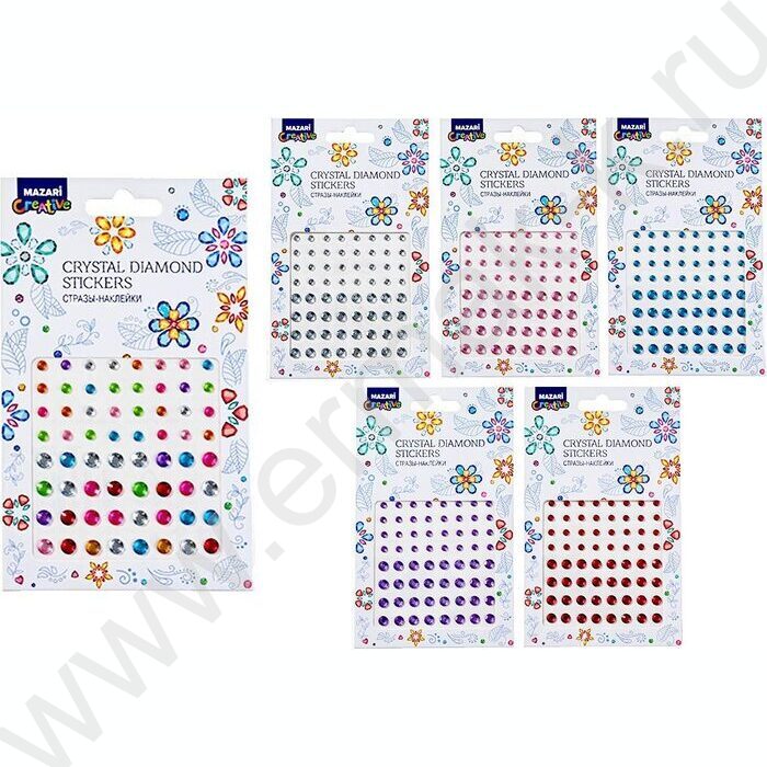 Наклейки-стразы пластиковые Ассорти ОПП-упаковка | Фото 1