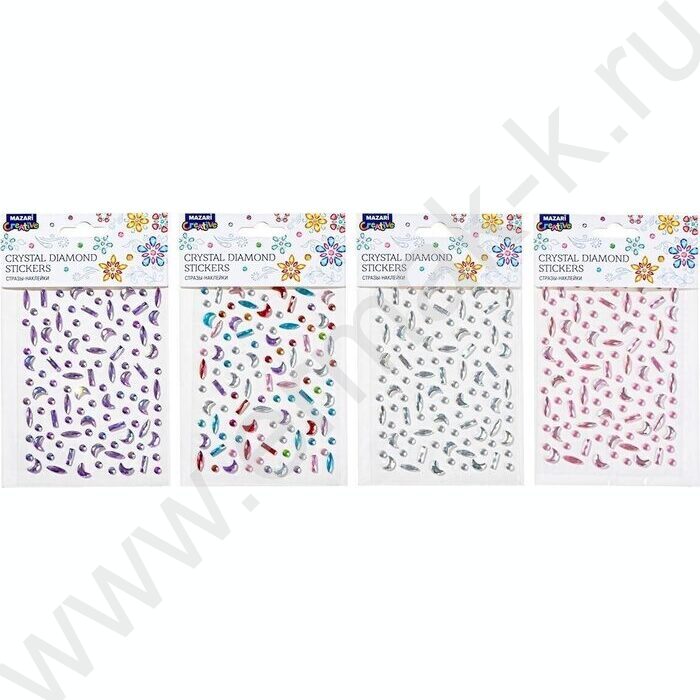 Наклейки-стразы пластиковые Ассорти ОПП-упаковка | Фото 1