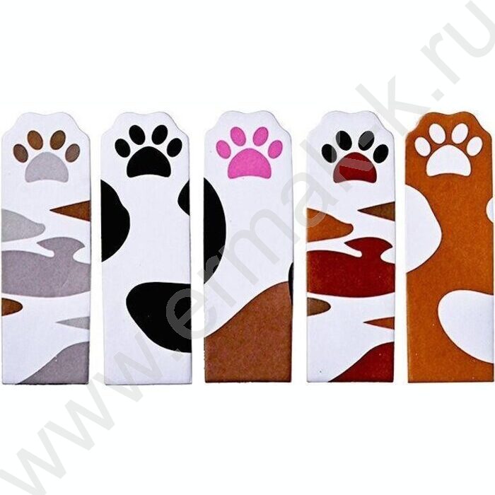 Набор закладок с клеевым краем Лапки 5 блоков 67*20мм по 30л. бумажные | Фото 1