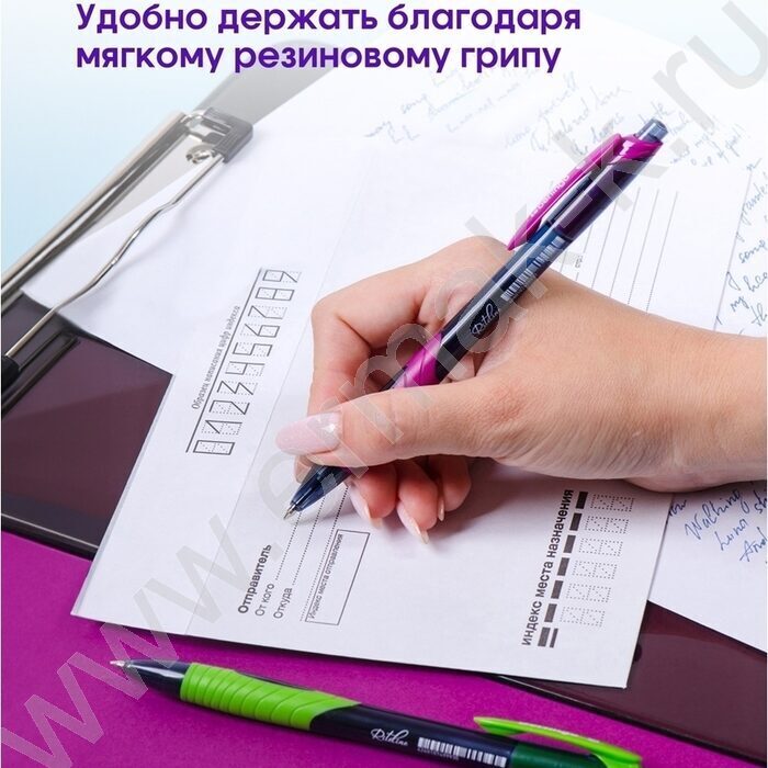 Ручка шар авт синяя 0,7мм "Riteline" /корпус прорезин. пластик /ассорти | Фото 7