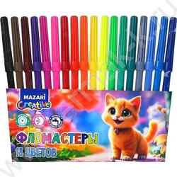 Фломастеры  18цв Котик вентилируемый колпачок,корпус круглый, ПВХ- упаковка с европодвесом NEW | Фото 1