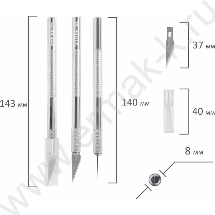 Нож-скальпель металлический корпус  /в комплекте 11 лезвий | Фото 8