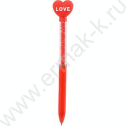Ручка шар поворот/мех Сердечко LOVE /клип с насадкой, комбинированный корпус-нижняя часть корпус NEW | Фото 1