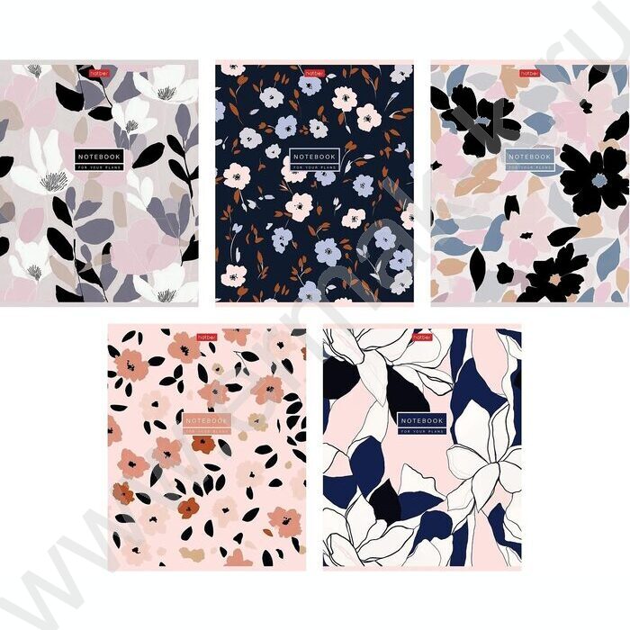 Тетрадь  48л линейка "Музыка цветов" /тиснение/ 5видов | Фото 1