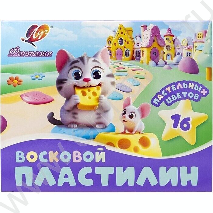 Пластилин восковой  16цв 240г Фантазия+стек /пастель | Фото 1