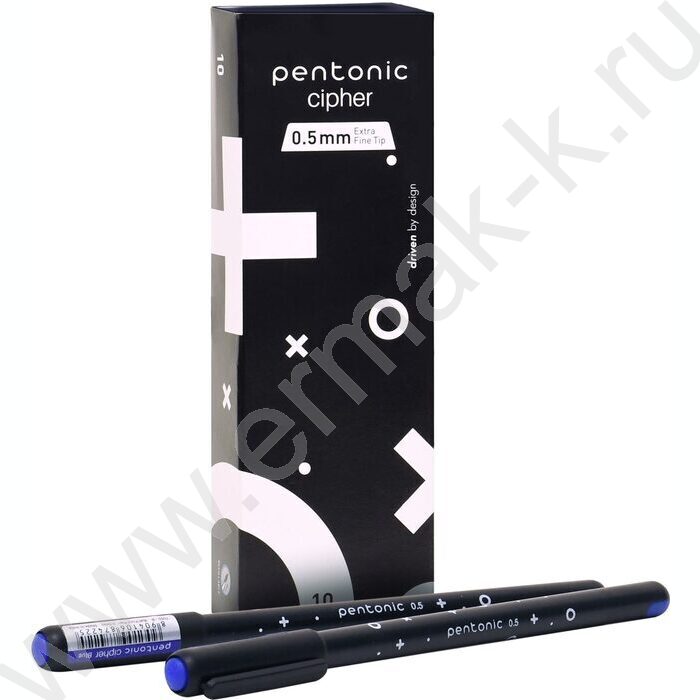 Ручка шар Pentonic Cipher синяя 0,5мм /черный круглый корп. /игольчатый наконечник | Фото 6