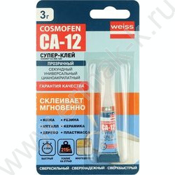 Супер клей COSMO CA 12, тюбик 3гр | Фото 1