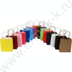 Пакет подарочный бумажный 12*15*6см Mix крафт 120г/м2 / 10цв ассорти NEW | Фото 1