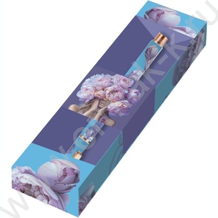 Ручка шар метал синяя "Девушка с пионами" 0,7мм | Фото 2