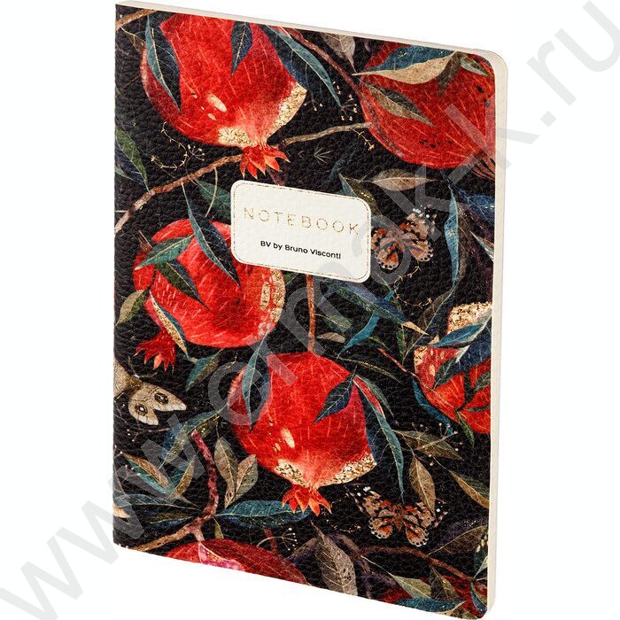 Тетрадь  60л клетка "Flora.Гранат" 80 г/м2 бежевая бумага,материал обложки:искус.кожа NEW | Фото 1