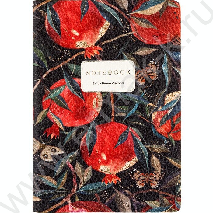 Тетрадь  60л клетка "Flora.Гранат" 80 г/м2 бежевая бумага,материал обложки:искус.кожа NEW | Фото 2