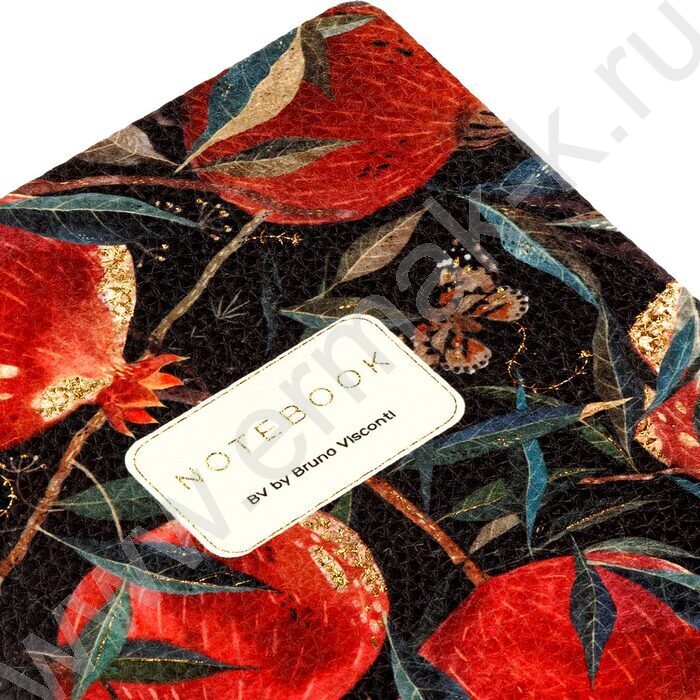 Тетрадь  60л клетка "Flora.Гранат" 80 г/м2 бежевая бумага,материал обложки:искус.кожа NEW | Фото 3