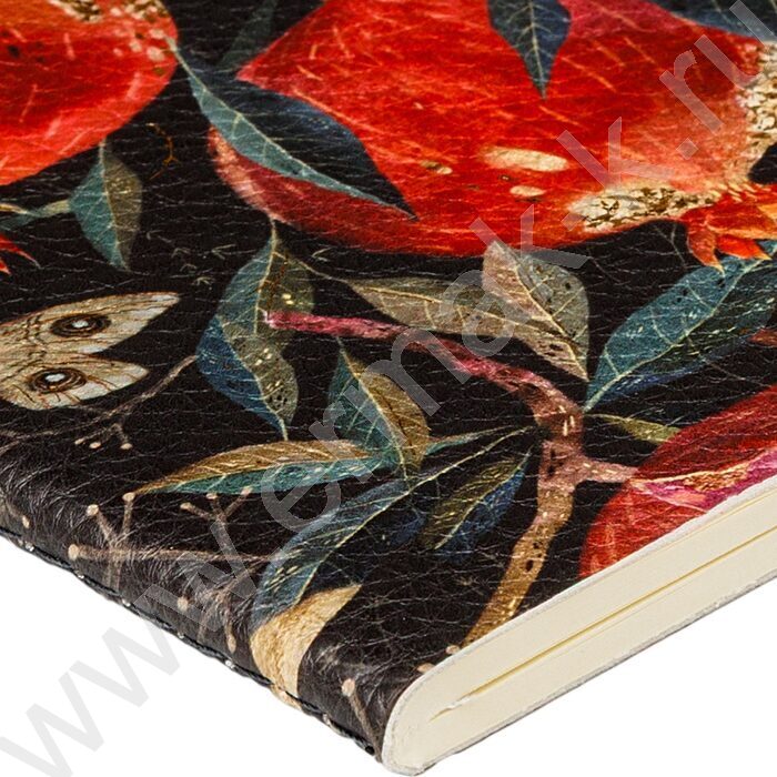Тетрадь  60л клетка "Flora.Гранат" 80 г/м2 бежевая бумага,материал обложки:искус.кожа NEW | Фото 5