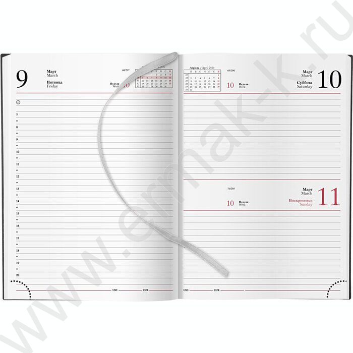 Ежедневник 2026г А5 320стр "Sigma" синий /белый блок, перфорация угла, ляссе | Фото 3