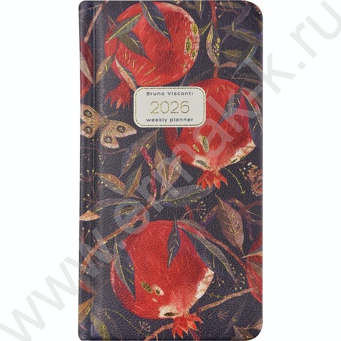 Еженедельник 2026г A4 64л "Flora.Гранат" /тв.обл. иск.кожа /ляссе NEW | Фото 2