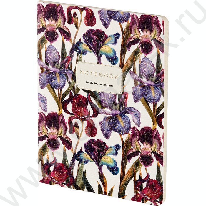 Тетрадь  60л клетка "Flora.Ирисы" 80 г/м2 бежевая бумага,материал обложки:искус.кожа NEW | Фото 1
