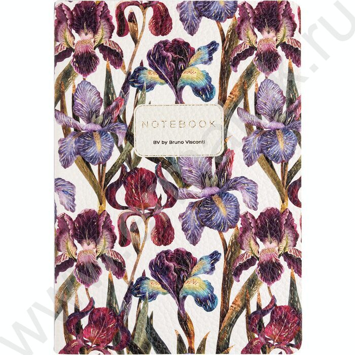 Тетрадь  60л клетка "Flora.Ирисы" 80 г/м2 бежевая бумага,материал обложки:искус.кожа NEW | Фото 2