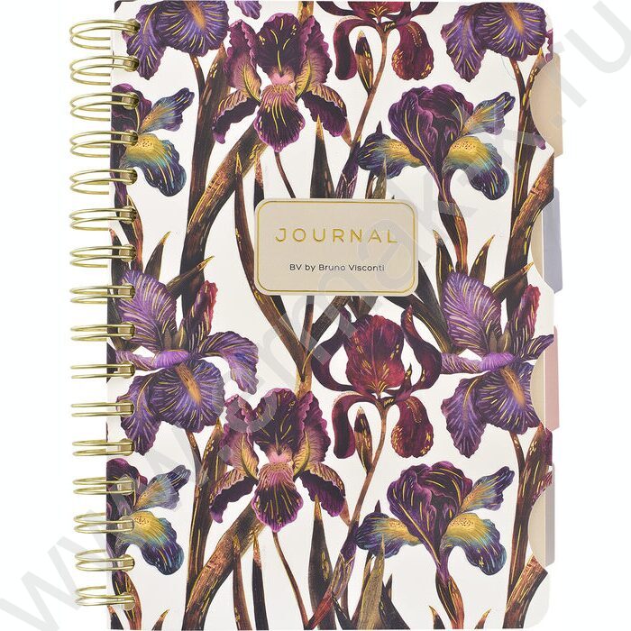 Зап. книжка 120л А5 тв.обл/спираль "Flora.Ирисы" /блок -клетка /линейка/точка NEW | Фото 2