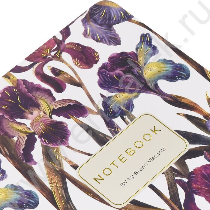 Тетрадь  60л клетка/спираль "Flora.Ирисы" 70 г/м2 бежевая бумага,мат.лам.Soft Touch, фоль NEW | Фото 3