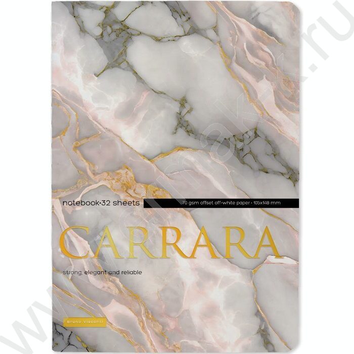 Тетрадь  32л А6 линейка "Carrara" 70 г/м2 бежевая бумага NEW | Фото 1