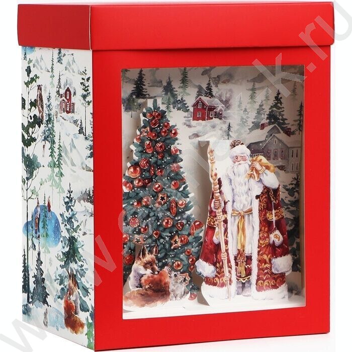 Коробка складная с 3D эффектом 18*23*14см Новогодняя акварель | Фото 2