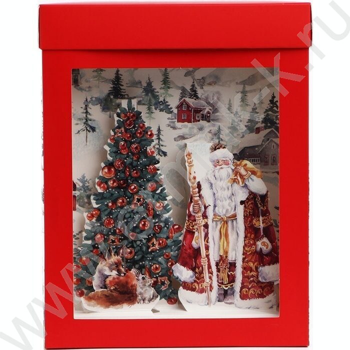 Коробка складная с 3D эффектом 18*23*14см Новогодняя акварель | Фото 3