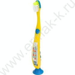 Зубная щетка на присоске для детей Синий тракор желтая NEW | Фото 1