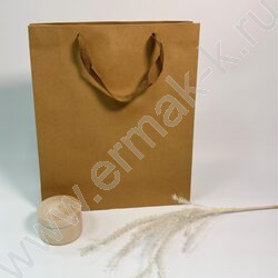 Пакет крафт 30*28*10см. /260гр., ручка-тесьма NEW | Фото 3