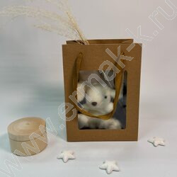 Пакет крафт с окном 20*15*10см. /210гр., ручка-тесьма NEW | Фото 3