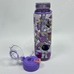 Бутылка для воды 700мл. с трубочкой /ассорти 4вида NEW | Фото 2