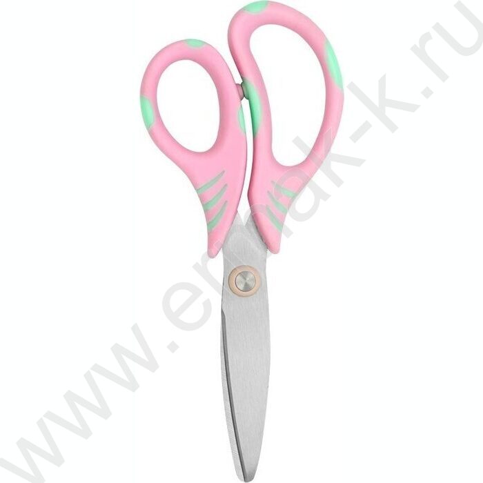 Ножницы 13,5см детские "Cosmo" с закругленными лезвиями, эргономичными розово-салатовыми ручками | Фото 1