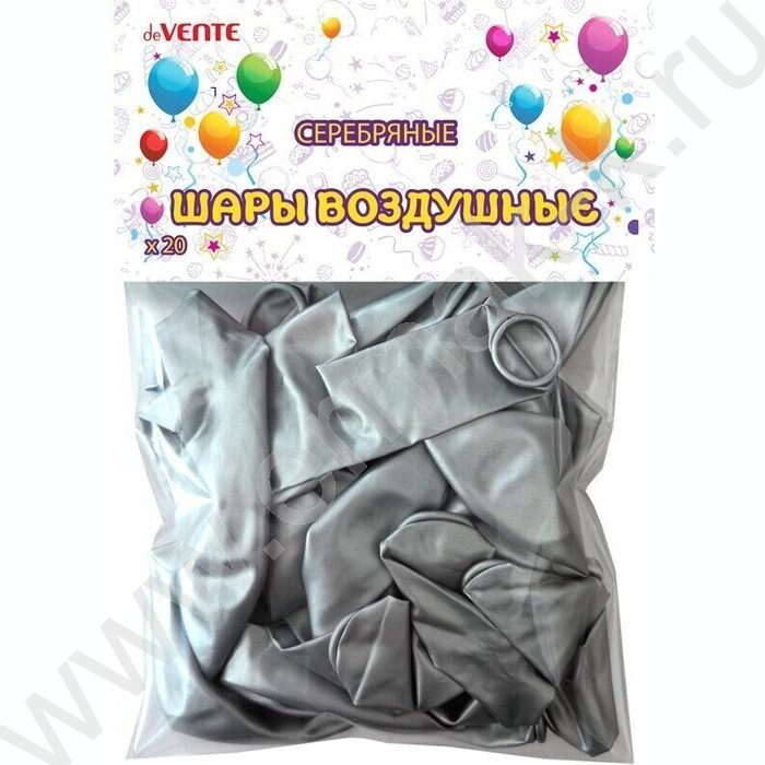 Шары воздушные 30см, серебряные, 20шт | Фото 1