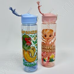 Бутылка для воды 800мл. с трубочкой /ассорти 4вида NEW | Фото 3