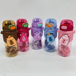 Бутылка для воды 600мл. с трубочкой /ассорти 5видов NEW | Фото 1