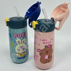 Бутылка для воды 600мл. с трубочкой /ассорти 4вида NEW | Фото 4