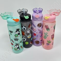Бутылка для воды с трубочкой /ассорти 4вида NEW | Фото 2