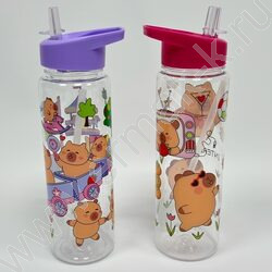 Бутылка для воды 800мл. с трубочкой /ассорти 4вида NEW | Фото 3