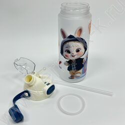 Бутылка для воды 600мл. с трубочкой /ассорти 4вида NEW | Фото 5