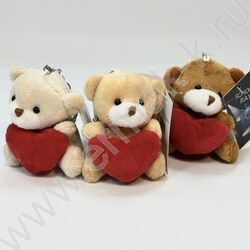 Брелок мягкий Мишка с сердечком, 8см. /ассорти NEW | Фото 2