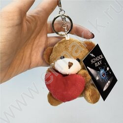 Брелок мягкий Мишка с сердечком, 8см. /ассорти NEW | Фото 3