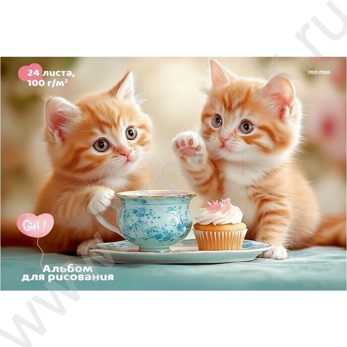 Альбом д/рисования 24л "Пара милых котят-1" ассорти | Фото 3
