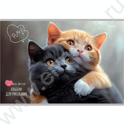 Альбом д/рисования 32л "Пара котиков-2" NEW | Фото 1