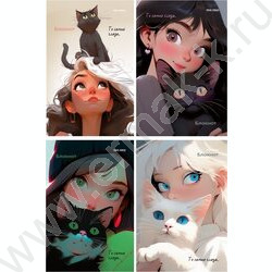 Блокнот  24л А6 "Девушки и коты-2" ассорти NEW | Фото 1