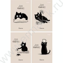 Блокнот  24л А6 "Послушный чёрный кот-1" ассорти NEW | Фото 1