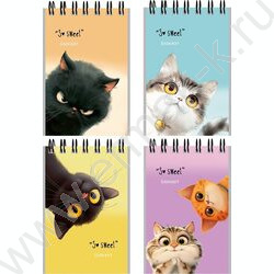 Блокнот  40л А7 спираль "Забавные котики-1" ассорти NEW | Фото 1