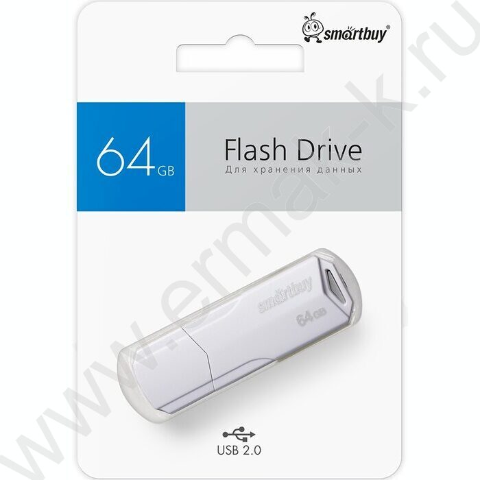 Съемный носитель информации 64GB USB Flash Drive <USB 2.0> белый "Clue" | Фото 2