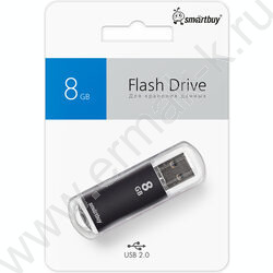 Съемный носитель информации  8GB USB Flash Drive <USB 2.0> черный (металл. корпус) "V-Cut" NEW | Фото 4
